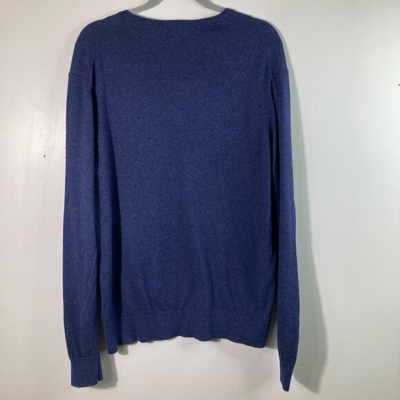 Mens Uni Qlo Cotton Cashmere V Neck Sweater Blue XL - Picture 2 of 8